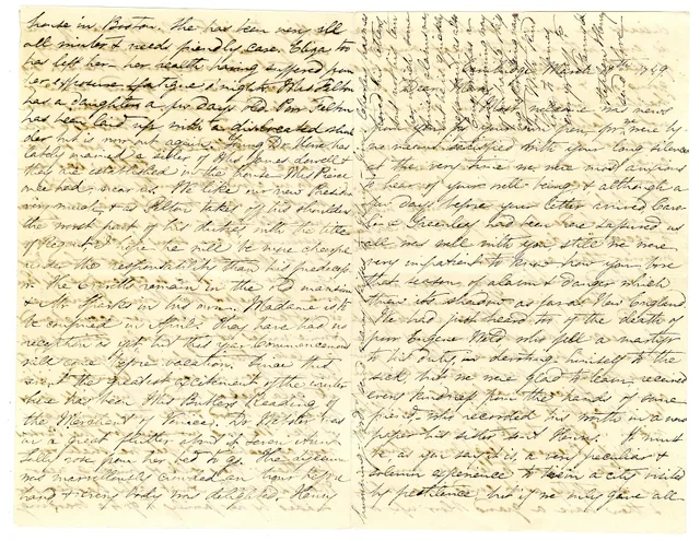 Manuscript letter Archives Number: 1011/002.001-019#003 Cambridge March 18th 1849. Dear Mary, Most welcome news from you, by your own pen, for we were by no means satisfied with your long silence at the very time we were most anxious to hear of your well-being, &, although a few days before your let. A written rule for a misquotes and fact checks collection