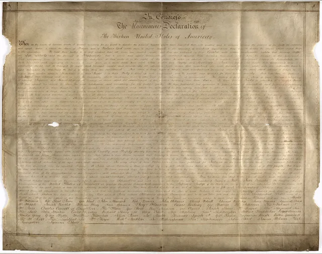 A parchment manuscript of the Declaration of Independence, believed to date from the 1780s and held in the West Sussex Record Office in England. West Sussex Record Office Add Mss 8981. How Philadelphia archives document Founding-era quotes