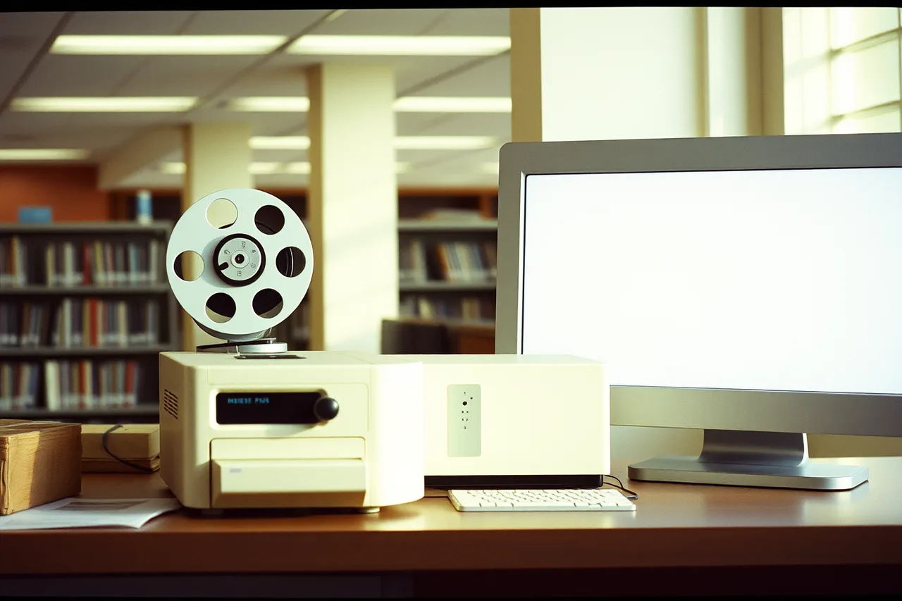 Microfilm reader displaying a scanned Chicago newspaper page (6 places to check a quote in Chicago publishing and speech archives)